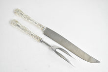 Load image into Gallery viewer, Sterling Silver Tiffany &amp; Co English King Roast Carving Knife &amp; Fork Set