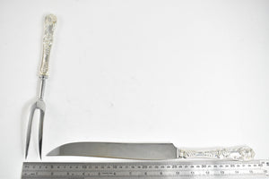 Sterling Silver Tiffany & Co English King Roast Carving Knife & Fork Set