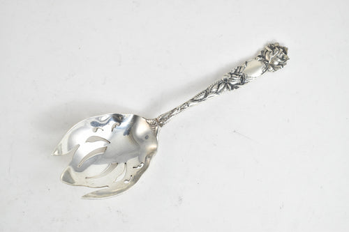 Sterling Silver Alvin Art Nouveau Sterling Rose Motif Serving Fork