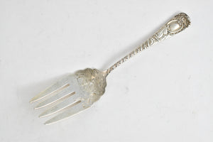 Sterling Silver John McElree Engraved Floral Ornate 8.25" Fork