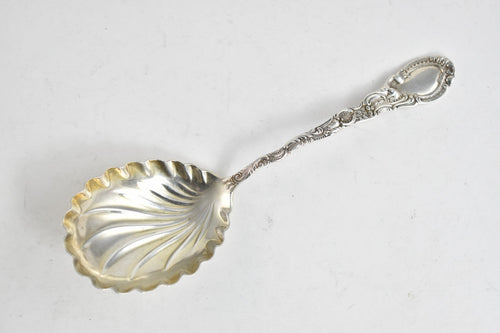 Sterling Silver Ornate Scroll Design Vintage Scalloped Spoon