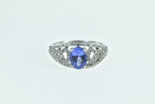 Load image into Gallery viewer, 14K Oval Tanzanite Diamond Engagement Ring White Gold