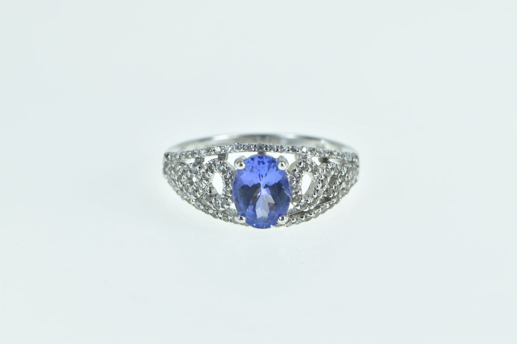 14K Oval Tanzanite Diamond Engagement Ring White Gold