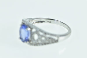 14K Oval Tanzanite Diamond Engagement Ring White Gold