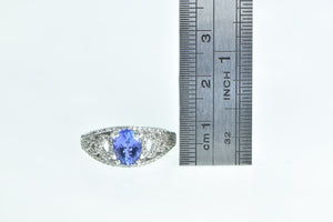 14K Oval Tanzanite Diamond Engagement Ring White Gold