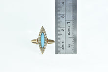 Load image into Gallery viewer, 14K Victorian Marquise Turquoise Rose Diamond Ring Rose Gold