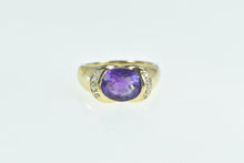 Load image into Gallery viewer, 14K Oval Amethyst Diamond Vintage Statement Ring Yellow Gold