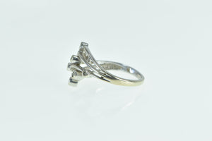 10K Diamond Wavy Vintage Statement Band Ring White Gold