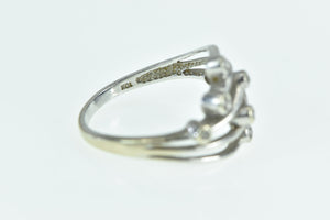 10K Diamond Wavy Vintage Statement Band Ring White Gold