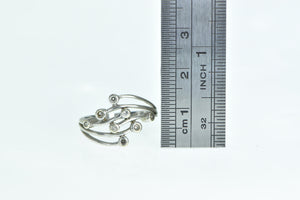 10K Diamond Wavy Vintage Statement Band Ring White Gold