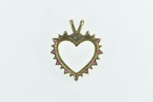 Load image into Gallery viewer, 10K Ruby Diamond Heart Love Symbol Vintage Pendant Yellow Gold