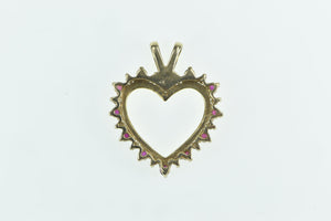 10K Ruby Diamond Heart Love Symbol Vintage Pendant Yellow Gold