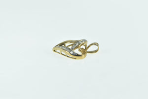 10K Vintage Baguette Diamond Loop Heart Love Pendant Yellow Gold