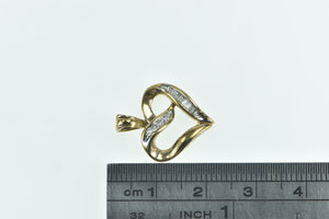 10K Vintage Baguette Diamond Loop Heart Love Pendant Yellow Gold