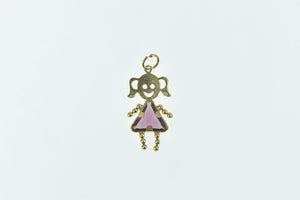 14K February Birthstone Baby Girl Daughter Charm/Pendant Yellow Gold