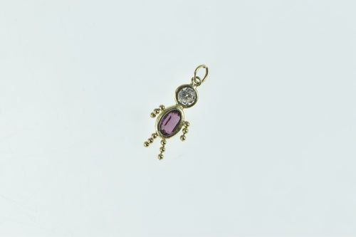 14K Amethyst Birthstone Baby February CZ Charm/Pendant Yellow Gold