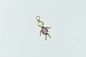 14K Amethyst Birthstone Baby February CZ Charm/Pendant Yellow Gold