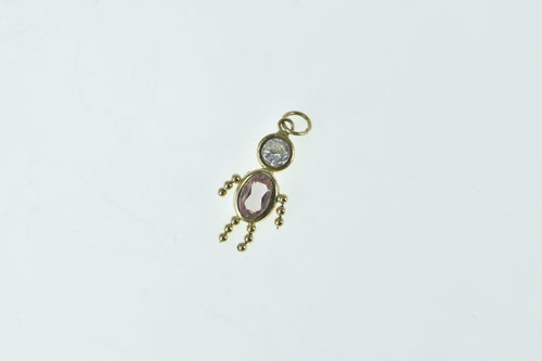 14K Birthstone Baby February Syn. Amethyst CZ Charm/Pendant Yellow Gold