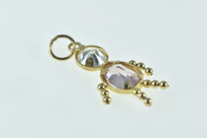 14K Birthstone Baby February Syn. Amethyst CZ Charm/Pendant Yellow Gold