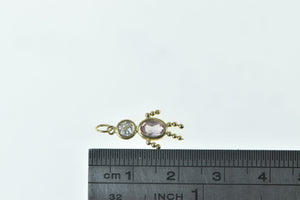 14K Birthstone Baby February Syn. Amethyst CZ Charm/Pendant Yellow Gold