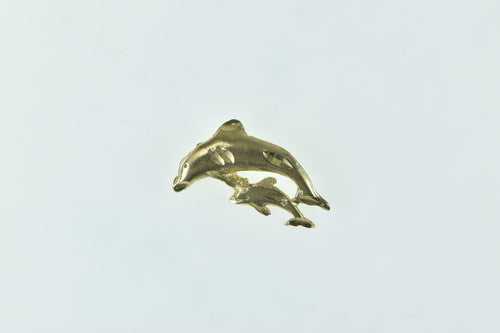 14K Jumping Dolphin Symbol Ocean Animal Charm/Pendant Yellow Gold