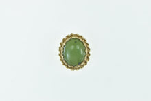 Load image into Gallery viewer, 14K Oval Nephrite Cabochon Rope Trim Vintage Pendant Yellow Gold