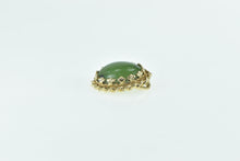 Load image into Gallery viewer, 14K Oval Nephrite Cabochon Rope Trim Vintage Pendant Yellow Gold