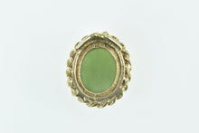 Load image into Gallery viewer, 14K Oval Nephrite Cabochon Rope Trim Vintage Pendant Yellow Gold