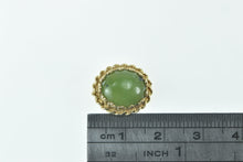 Load image into Gallery viewer, 14K Oval Nephrite Cabochon Rope Trim Vintage Pendant Yellow Gold