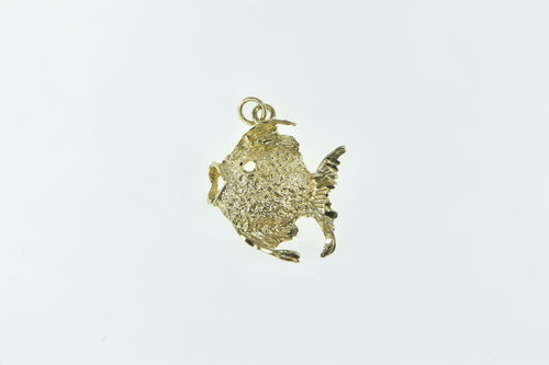 14K Vintage Textured Fish Ocean Animal Charm/Pendant Yellow Gold