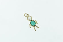 Load image into Gallery viewer, 14K May Birthstone Baby Syn. Emerald CZ Charm/Pendant Yellow Gold