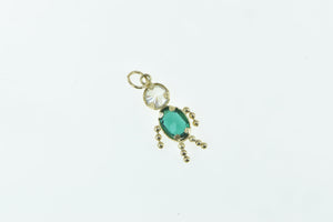 14K May Birthstone Baby Syn. Emerald CZ Charm/Pendant Yellow Gold