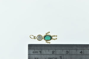 14K May Birthstone Baby Syn. Emerald CZ Charm/Pendant Yellow Gold