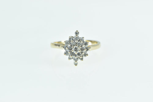 10K 0.50 Ctw Vintage Diamond Cluster Statement Ring Yellow Gold