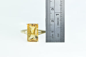 14K Emerald Cut Citrine Solitaire Statement Ring Yellow Gold