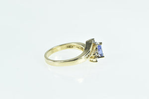 14K Pear Tanzanite Diamond Vintage Swirl Ring Yellow Gold