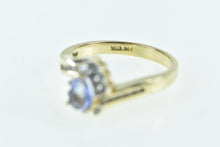 Load image into Gallery viewer, 14K Pear Tanzanite Diamond Vintage Swirl Ring Yellow Gold