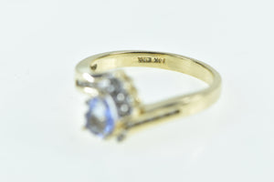 14K Pear Tanzanite Diamond Vintage Swirl Ring Yellow Gold