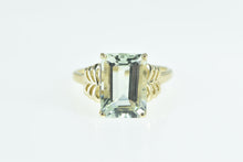 Load image into Gallery viewer, 10K Emerald Cut Quartz Solitaire Statement Ring Yellow Gold