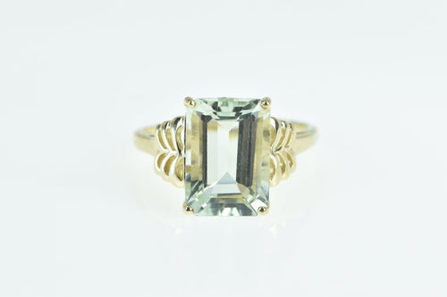 10K Emerald Cut Quartz Solitaire Statement Ring Yellow Gold