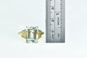 10K Emerald Cut Quartz Solitaire Statement Ring Yellow Gold