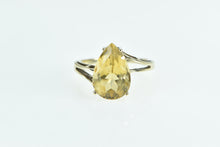 Load image into Gallery viewer, 10K Pear Citrine Solitaire Vintage Statement Ring Yellow Gold