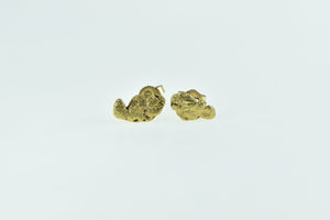 14K Textured Nugget Raw Cluster Pebble Stud Earrings Yellow Gold