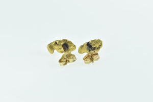 14K Textured Nugget Raw Cluster Pebble Stud Earrings Yellow Gold