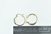 Load image into Gallery viewer, 14K 22.3mm Vintage Diamond Twist Hoop Earrings Yellow Gold