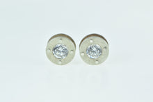 Load image into Gallery viewer, Sterling Silver Round Riveted Circle CZ Statement Stud Earrings