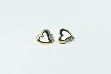 Load image into Gallery viewer, 10K Vintage Diamond Heart Love Symbol Stud Earrings Yellow Gold