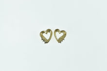 Load image into Gallery viewer, 10K Vintage Diamond Heart Love Symbol Stud Earrings Yellow Gold