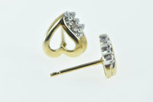 Load image into Gallery viewer, 10K Vintage Diamond Heart Love Symbol Stud Earrings Yellow Gold