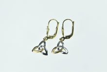 Load image into Gallery viewer, 10K Triquetra Two Tone Dangle Statement Earrings Yellow Gold